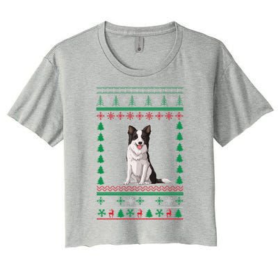 Border Collie Dog Lover Boys Girls Xmas Ugly Sweater Party Gift Women's Crop Top Tee