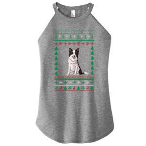 Border Collie Dog Lover Boys Girls Xmas Ugly Sweater Party Gift Women's Perfect Tri Rocker Tank