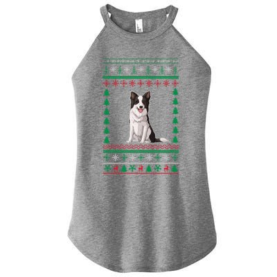 Border Collie Dog Lover Boys Girls Xmas Ugly Sweater Party Gift Women’s Perfect Tri Rocker Tank