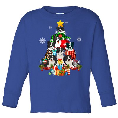 Border Collie Dog Lover Owner Christmas Tree Xmas Holiday Gift Toddler Long Sleeve Shirt