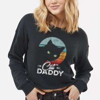 Best Cat Dad Daddy Ever Cat Lover Cropped Pullover Crew
