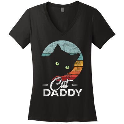 Best Cat Dad Daddy Ever Cat Lover Women's V-Neck T-Shirt