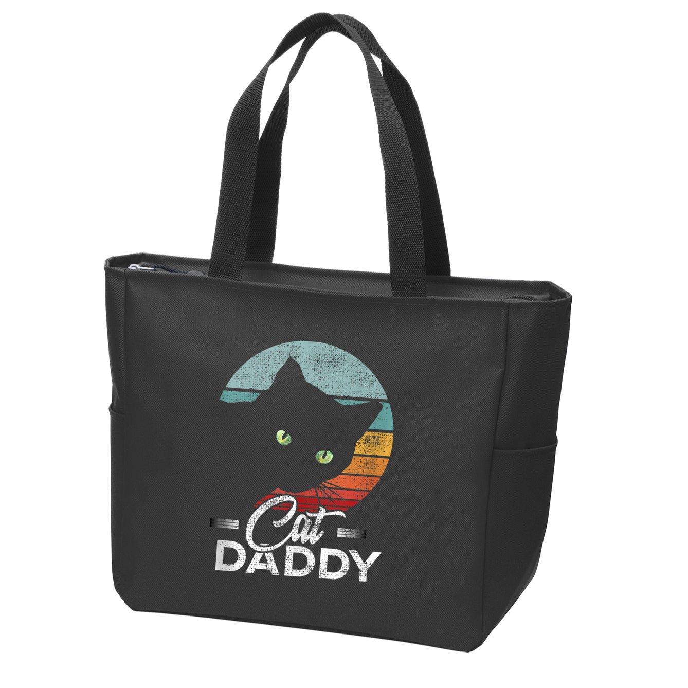 Best Cat Dad Daddy Ever Cat Lover Zip Tote Bag