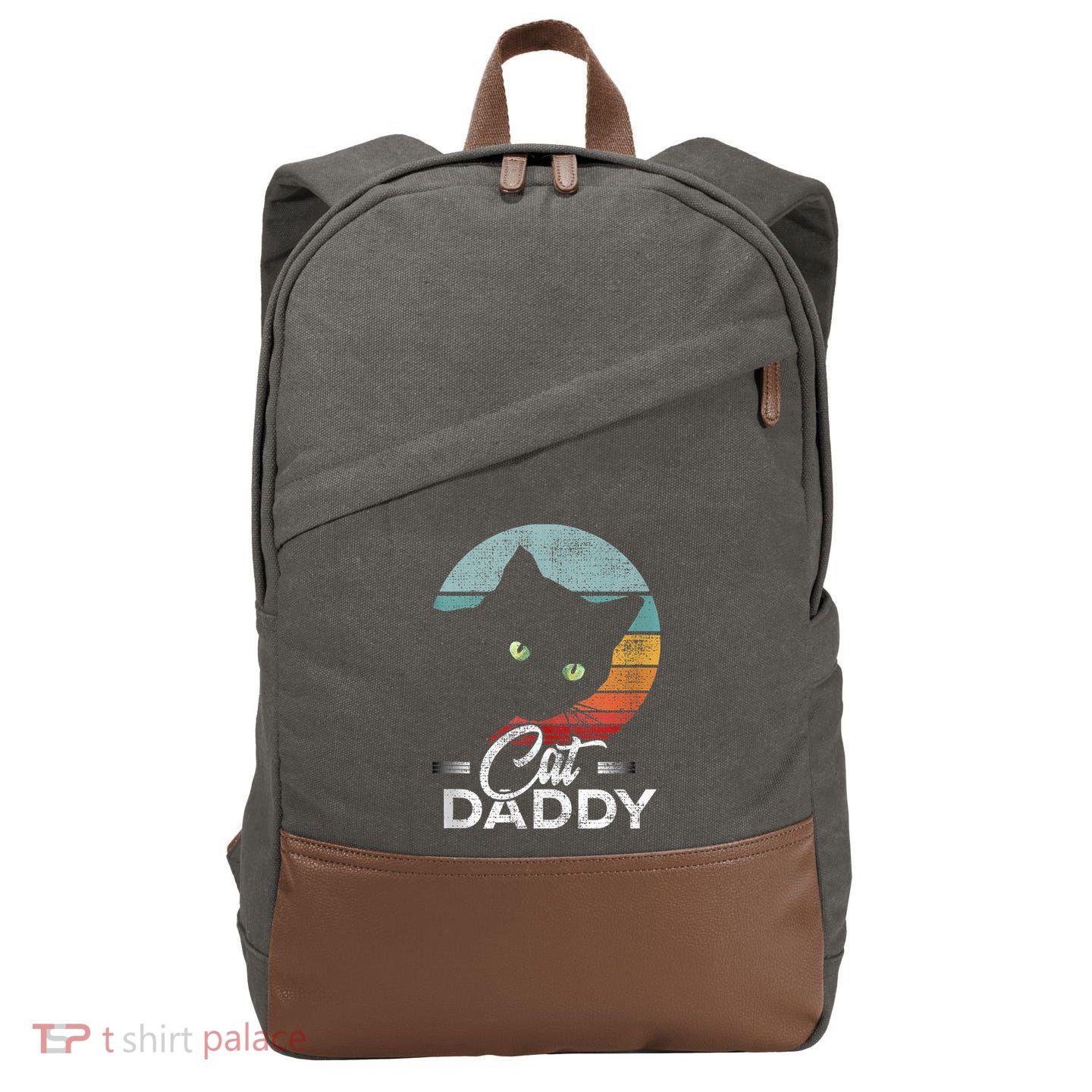 Best Cat Dad Daddy Ever Cat Lover Cotton Canvas Backpack