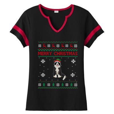 Border Collie Dog Lover Girls Boys Ugly Xmas Sweater Gift Ladies Halftime Notch Neck Tee