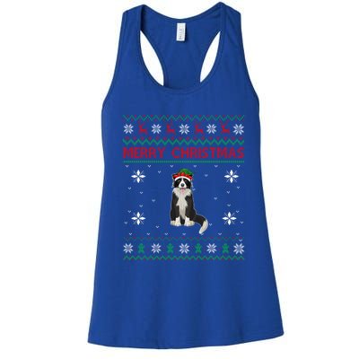 Border Collie Dog Lover Girls Boys Ugly Xmas Sweater Gift Women's Racerback Tank