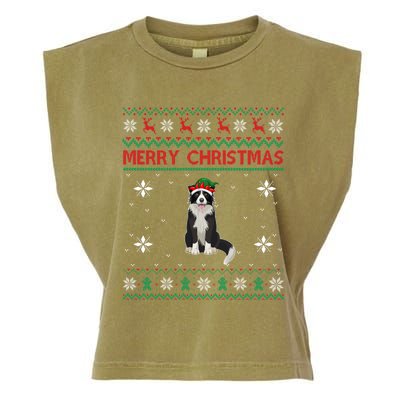 Border Collie Dog Lover Girls Boys Ugly Xmas Sweater Gift Garment-Dyed Women's Muscle Tee