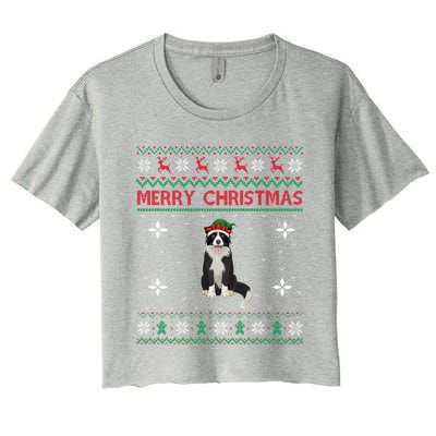 Border Collie Dog Lover Girls Boys Ugly Xmas Sweater Gift Women's Crop Top Tee