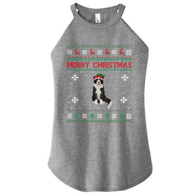 Border Collie Dog Lover Girls Boys Ugly Xmas Sweater Gift Women's Perfect Tri Rocker Tank