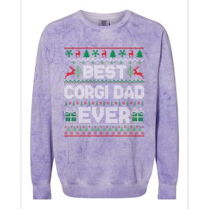 Best Corgi Dad Ever Christmas Pajamas Matching Ugly Xmas Gift Colorblast Crewneck Sweatshirt