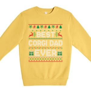 Best Corgi Dad Ever Christmas Pajamas Matching Ugly Xmas Gift Premium Crewneck Sweatshirt