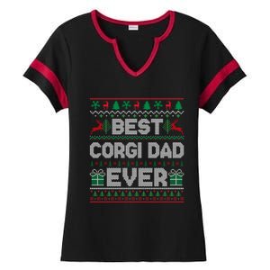 Best Corgi Dad Ever Christmas Pajamas Matching Ugly Xmas Gift Ladies Halftime Notch Neck Tee