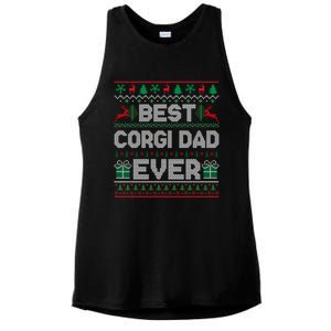 Best Corgi Dad Ever Christmas Pajamas Matching Ugly Xmas Gift Ladies PosiCharge Tri-Blend Wicking Tank