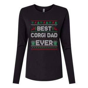 Best Corgi Dad Ever Christmas Pajamas Matching Ugly Xmas Gift Womens Cotton Relaxed Long Sleeve T-Shirt