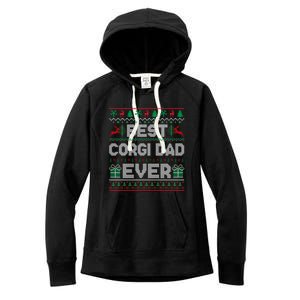 Best Corgi Dad Ever Christmas Pajamas Matching Ugly Xmas Gift Women's Fleece Hoodie