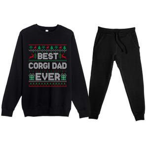 Best Corgi Dad Ever Christmas Pajamas Matching Ugly Xmas Gift Premium Crewneck Sweatsuit Set