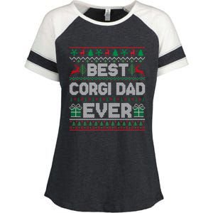 Best Corgi Dad Ever Christmas Pajamas Matching Ugly Xmas Gift Enza Ladies Jersey Colorblock Tee