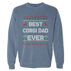 Best Corgi Dad Ever Christmas Pajamas Matching Ugly Xmas Gift Garment-Dyed Sweatshirt