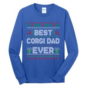 Best Corgi Dad Ever Christmas Pajamas Matching Ugly Xmas Gift Tall Long Sleeve T-Shirt