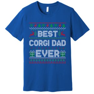 Best Corgi Dad Ever Christmas Pajamas Matching Ugly Xmas Gift Premium T-Shirt