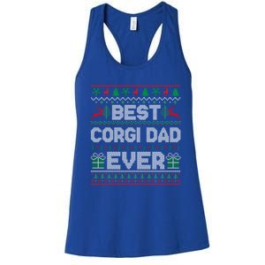 Best Corgi Dad Ever Christmas Pajamas Matching Ugly Xmas Gift Women's Racerback Tank