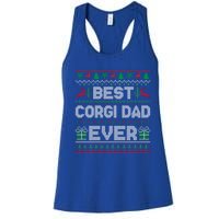 Best Corgi Dad Ever Christmas Pajamas Matching Ugly Xmas Gift Women's Racerback Tank