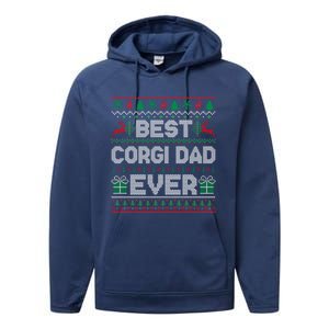 Best Corgi Dad Ever Christmas Pajamas Matching Ugly Xmas Gift Performance Fleece Hoodie