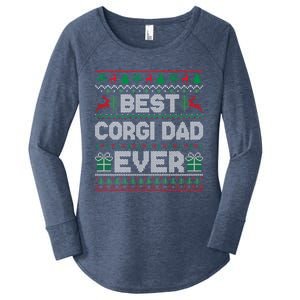 Best Corgi Dad Ever Christmas Pajamas Matching Ugly Xmas Gift Women's Perfect Tri Tunic Long Sleeve Shirt