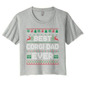 Best Corgi Dad Ever Christmas Pajamas Matching Ugly Xmas Gift Women's Crop Top Tee