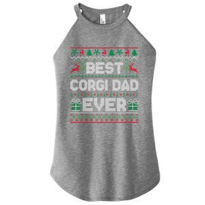 Best Corgi Dad Ever Christmas Pajamas Matching Ugly Xmas Gift Women's Perfect Tri Rocker Tank