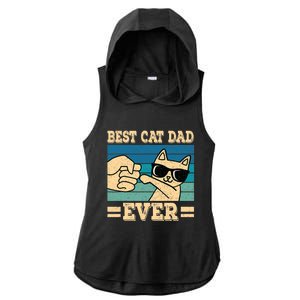 Best Cat Dad Ever Funny Cat Retro Men Ladies PosiCharge Tri-Blend Wicking Draft Hoodie Tank