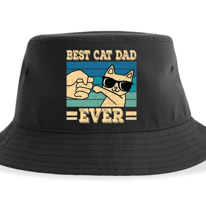 Best Cat Dad Ever Funny Cat Retro Men Sustainable Bucket Hat