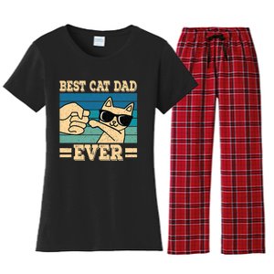 Best Cat Dad Ever Funny Cat Retro Men Women's Flannel Pajama Set