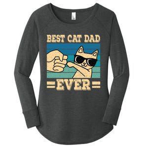 Best Cat Dad Ever Funny Cat Retro Men Women's Perfect Tri Tunic Long Sleeve Shirt