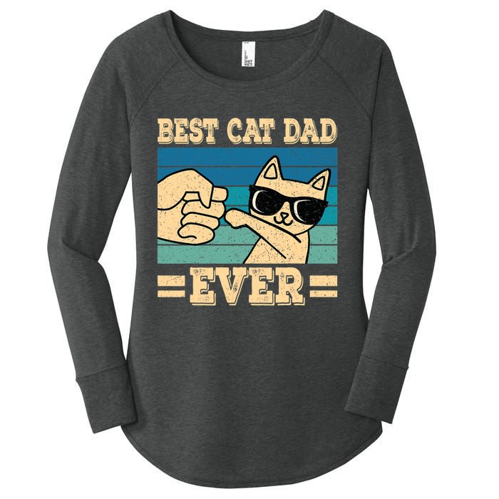 Best Cat Dad Ever Funny Cat Retro Men Women's Perfect Tri Tunic Long Sleeve Shirt