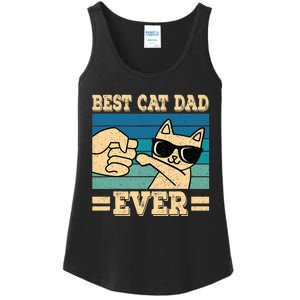 Best Cat Dad Ever Funny Cat Retro Men Ladies Essential Tank