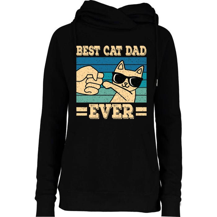 Best Cat Dad Ever Funny Cat Retro Men Womens Funnel Neck Pullover Hood