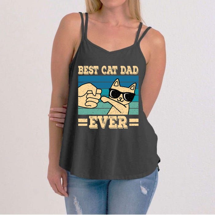 Best Cat Dad Ever Funny Cat Retro Men Women's Strappy Tank