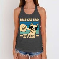 Best Cat Dad Ever Funny Cat Retro Men Women's Knotted Racerback Tank