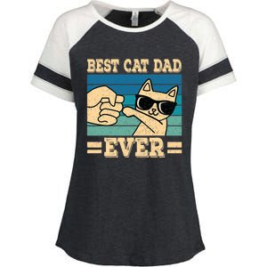 Best Cat Dad Ever Funny Cat Retro Men Enza Ladies Jersey Colorblock Tee