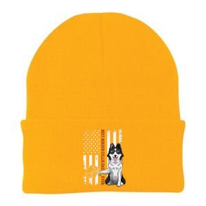 Border Collie Dad Dog American Flag Border Collie Outfit Knit Cap Winter Beanie