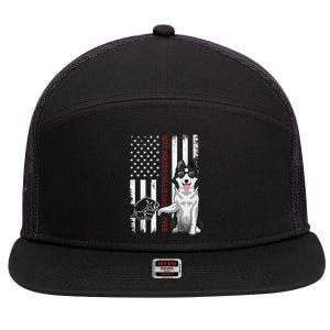 Border Collie Dad Dog American Flag Border Collie Outfit 7 Panel Mesh Trucker Snapback Hat