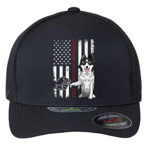 Border Collie Dad Dog American Flag Border Collie Outfit Flexfit Unipanel Trucker Cap