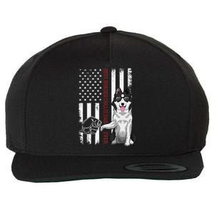 Border Collie Dad Dog American Flag Border Collie Outfit Wool Snapback Cap