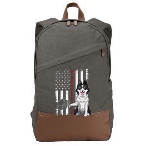 Border Collie Dad Dog American Flag Border Collie Outfit Cotton Canvas Backpack