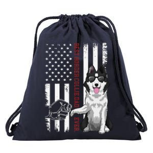 Border Collie Dad Dog American Flag Border Collie Outfit Drawstring Bag