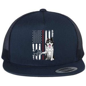 Border Collie Dad Dog American Flag Border Collie Outfit Flat Bill Trucker Hat