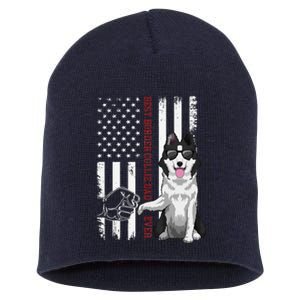 Border Collie Dad Dog American Flag Border Collie Outfit Short Acrylic Beanie