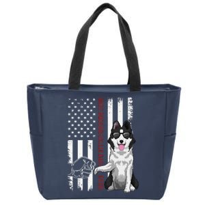 Border Collie Dad Dog American Flag Border Collie Outfit Zip Tote Bag