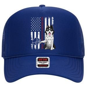 Border Collie Dad Dog American Flag Border Collie Outfit High Crown Mesh Back Trucker Hat